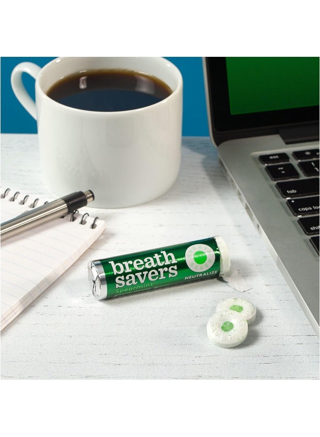 BREATH SAVERS Sugar Free Mints, Spearmint, 0.75 Ounce Roll (Pack of 24) - Image 4